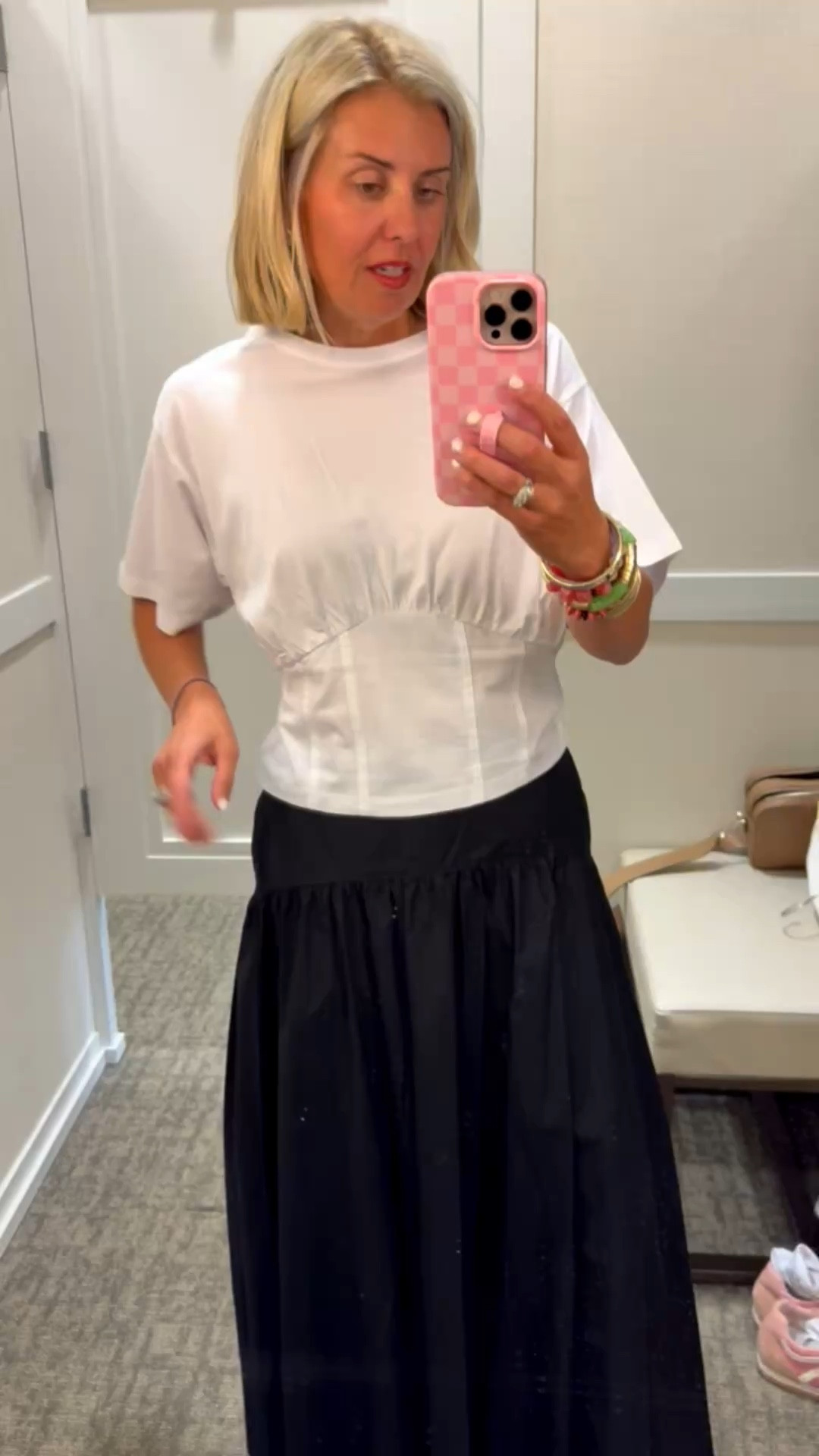 This top is coming home with me! I’m wearing a small but need xs and 0 skirt. This drop waist skirt is a yes!! Bring in color with your jewels, shoes and bag. ￼

#LTKPetite #LTKdayinmylife #LTKmomlife