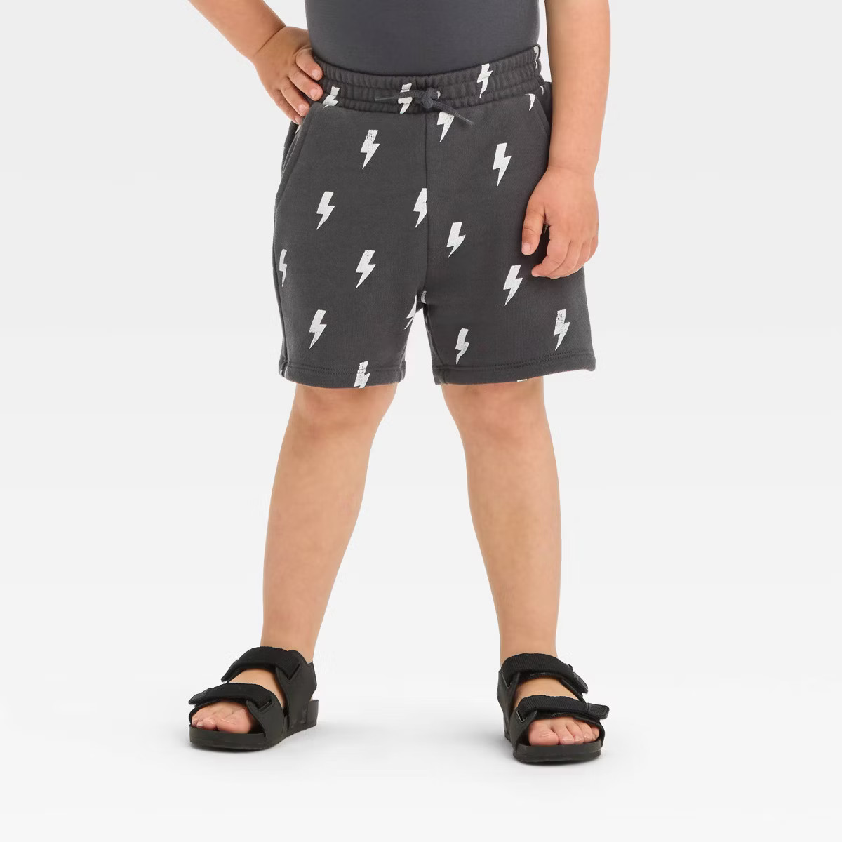 Grayson Mini Toddler Boys' Lightning Bolt Pull-On Cargo Shorts - Black | Target