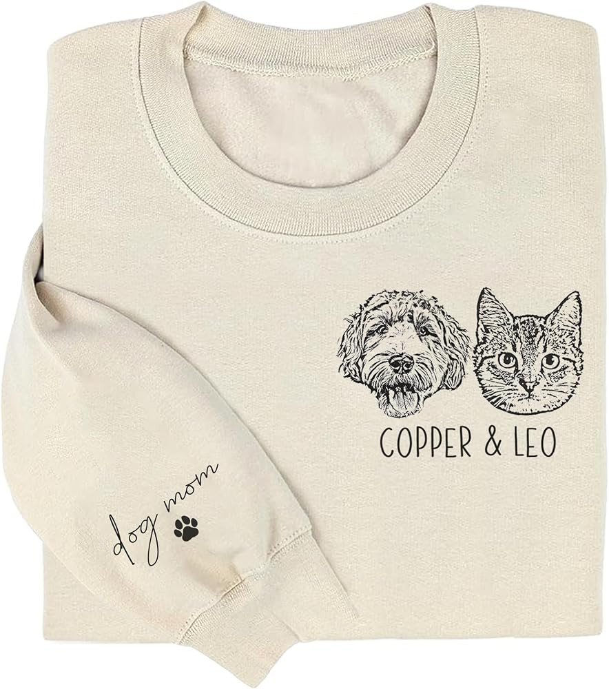 Noni Personalized Dog Sweatshirt, Custom Line Art Portrait Dogs Cats Hoodie, Customized Pet Lover... | Amazon (US)