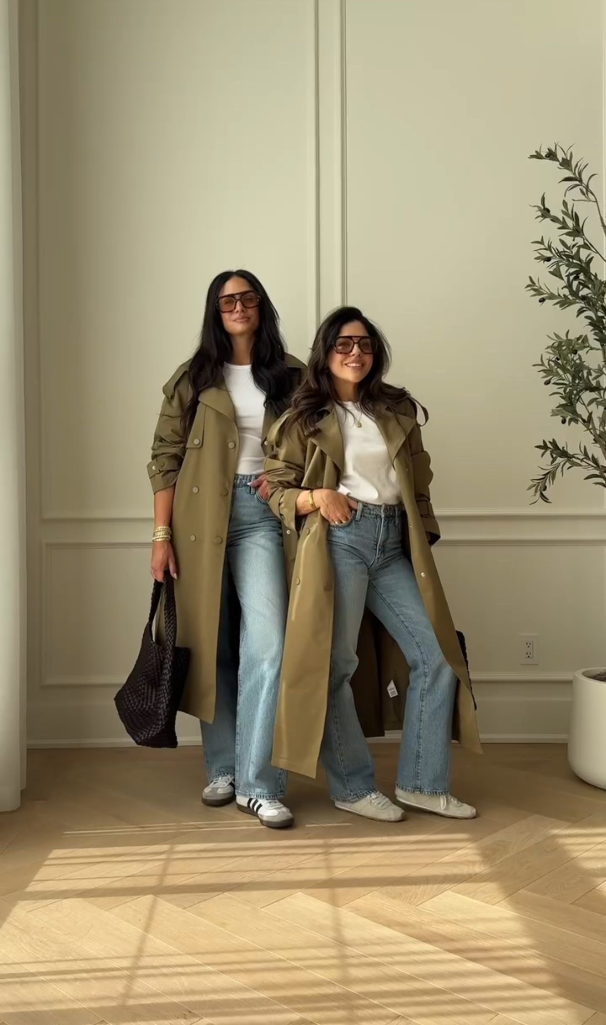 VG (petite)
Tee - XS
Trench - XXS/XS
Jeans - size 25 short 

CC (tall)
Tee - S
Trench - LG/XL
Jeans - size 29 long

#LTKcanada #LTKspring #LTKstyletip