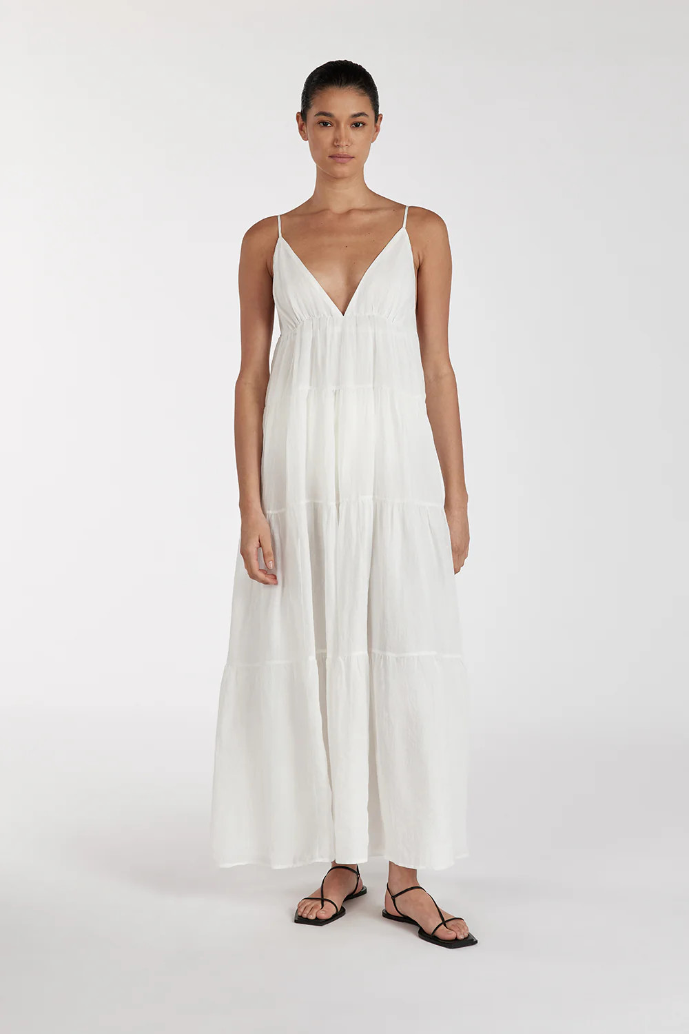LIZA WHITE RAMIE MIDI DRESS | DISSH