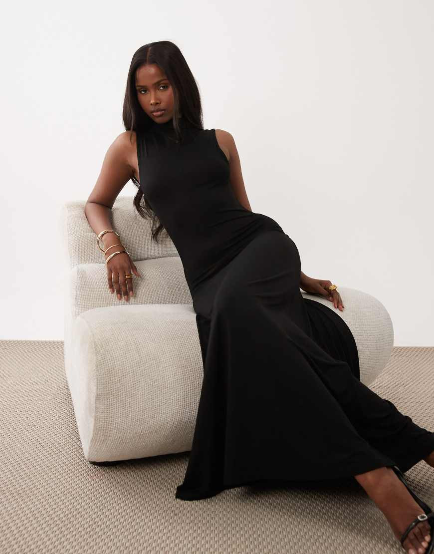 ASOS DESIGN high neck maxi dress in black | ASOS (Global)