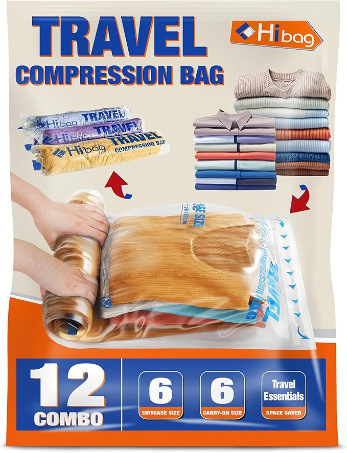 12 Compression Bags for Travel Essentials, Vacuum Packing Space Saver Bags for Cruise Accessories... | Amazon (US)