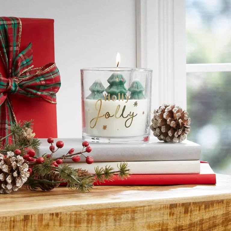 Mainstays 1-Wick Holiday Scene Scented Jar Candle, Figural Top, Alpine Forest, 10oz. | Walmart (US)