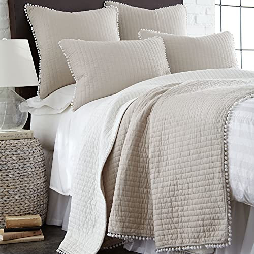 Levtex Home Pom Pom Taupe Full/Queen Quilt, Cotton | Amazon (US)