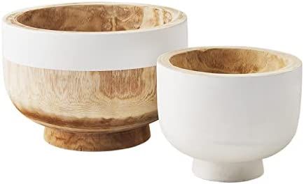 Mud Pie Paulownia Nested Bowl Set, Natural, small 6" x 9" dia | large 7 1/4" x 11" dia | Amazon (US)