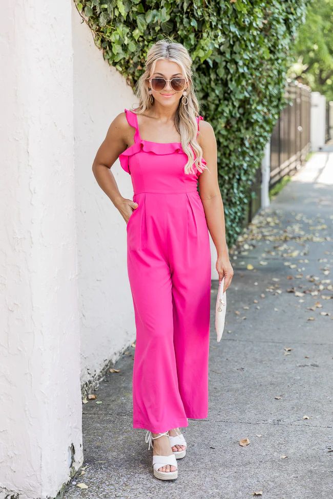 Impression Of You Pink Ruffle Jumpsuit | Pink Lily