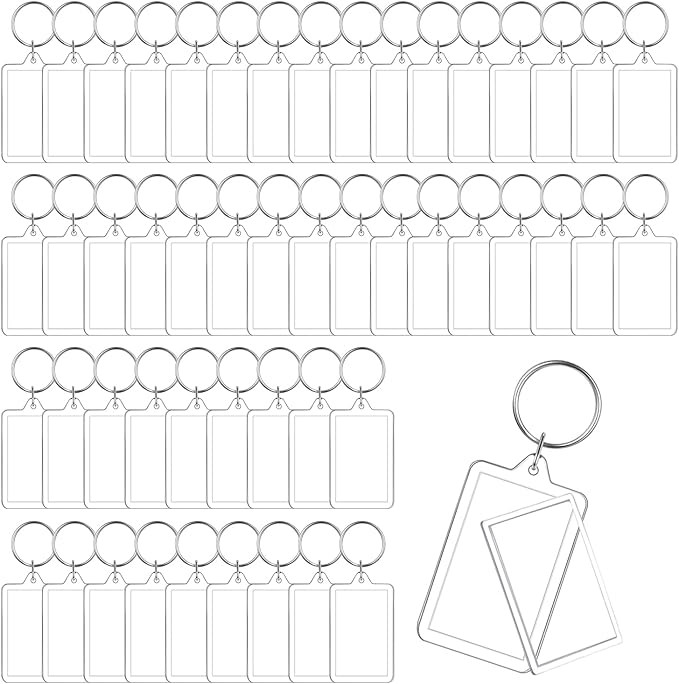 50 Pack Acrylic Photo Frame Keychain Clear Photo Insert Blank Keychain Rectangle Picture Frame Ke... | Amazon (US)