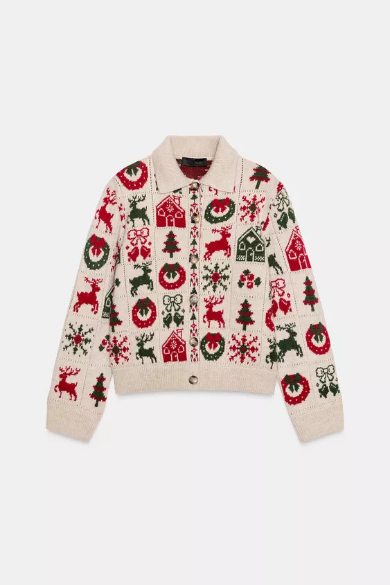 CARDIGAN JACQUARD NATALIZIO | Zara IT