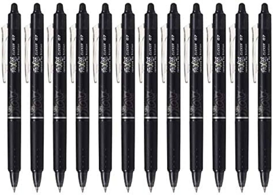 PILOT FriXion Ball Clicker Retractable Erasable Gel Pen, Fine Point, 0.7mm, Black Ink, 12 Count | Amazon (US)