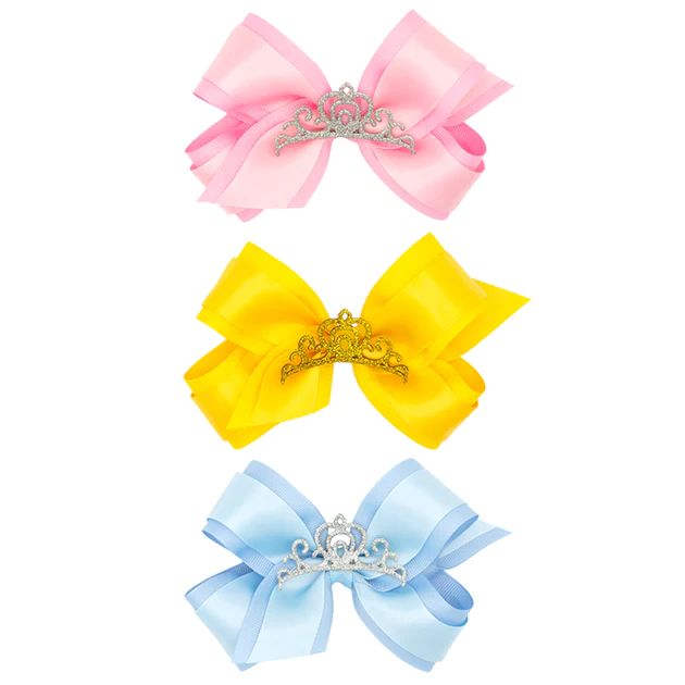 Princess Crown Grosgrain with Satin Overlay Bow | Classic Whimsy