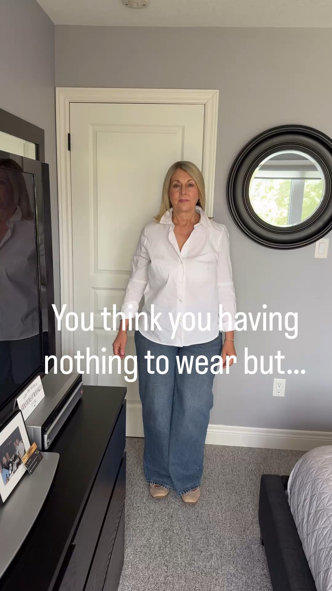You think you have nothing to wear, but….
Let’s style this white shirt and jeans two ways. 
Adding great jewellery tucking in your shirt wearing a blazer and a pair of pointed toe pumps. This look is a 10/10. 
If the blazer look isn’t for you then add a cardigan over the shoulders switch out the shoes for something a little bit more casual and you’ll have a another fabulous look. 
Which look do you prefer?
Jeans size 14
White Shirt L
Cardigan L
Belts Aritzia
Bag Amazon
Necklace Spartina
Shoes Cosy Island

#LTKmidsize #LTKover50style