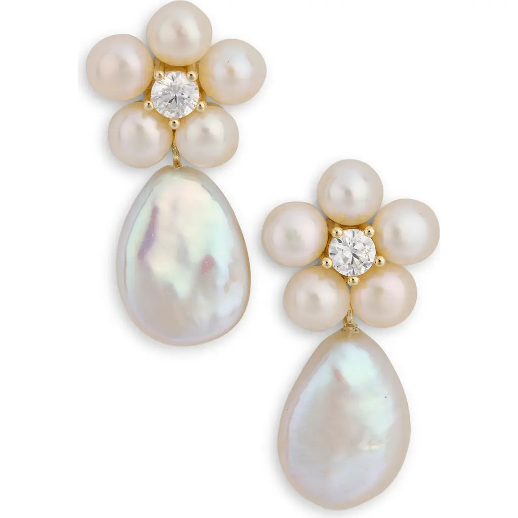 Shashi Flower Cultured Pearl Drop Earrings at Nordstrom | Nordstrom
