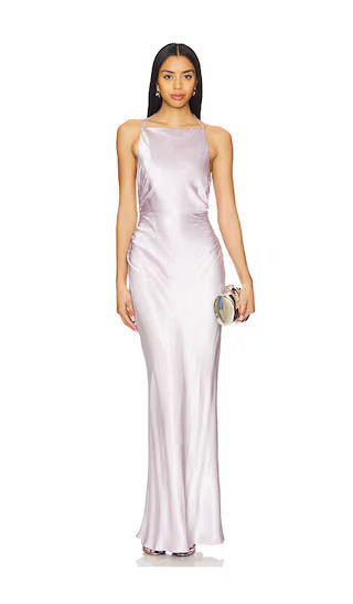 La Lune High Neck Ruched Maxi Dress in Lilac | Revolve Clothing (Global)
