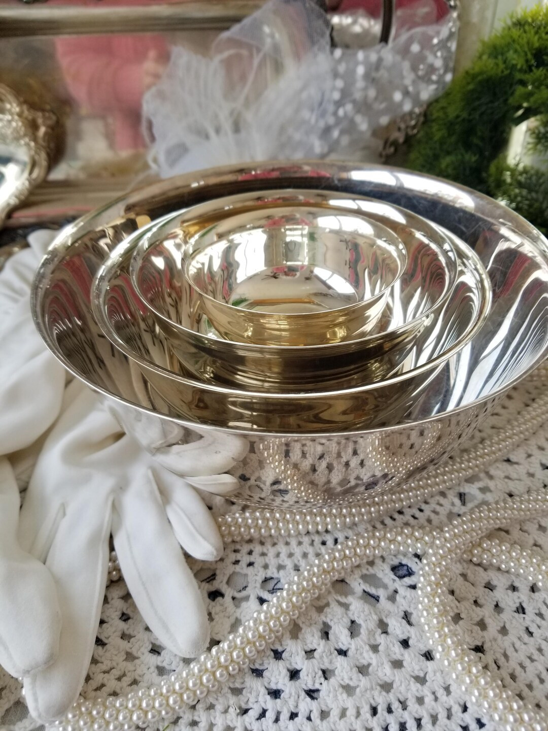 Beautiful Silver Plated Serving Bowls. These Shimmering Silver Plated Serving Bowls Will Add Styl... | Etsy (US)