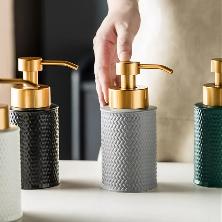 Qeeadeea/ Ceramic Foaming Soap Dispenser, Solid Color Foam Soap Dispenser With Gold Pump, Hand Fo... | Walmart (US)