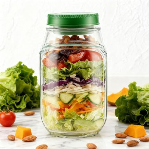 Salad Container with Side Opening, Leak-Resistant Lunch Container with Dressing Cup & Lid, Microw... | Amazon (US)