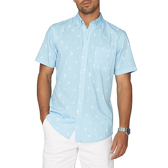 new!IZOD Mens Cooling Moisture Wicking Classic Fit Short Sleeve Plaid Button-Down Shirt | JCPenney
