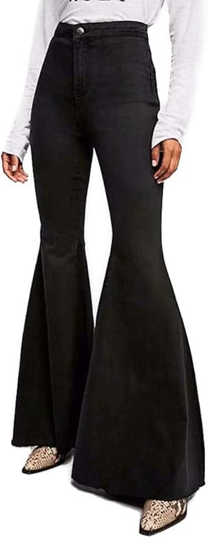 Women's High Waist Big Bell Bottoms Stretch Fitted Flared Denim Jeans | Amazon (US)