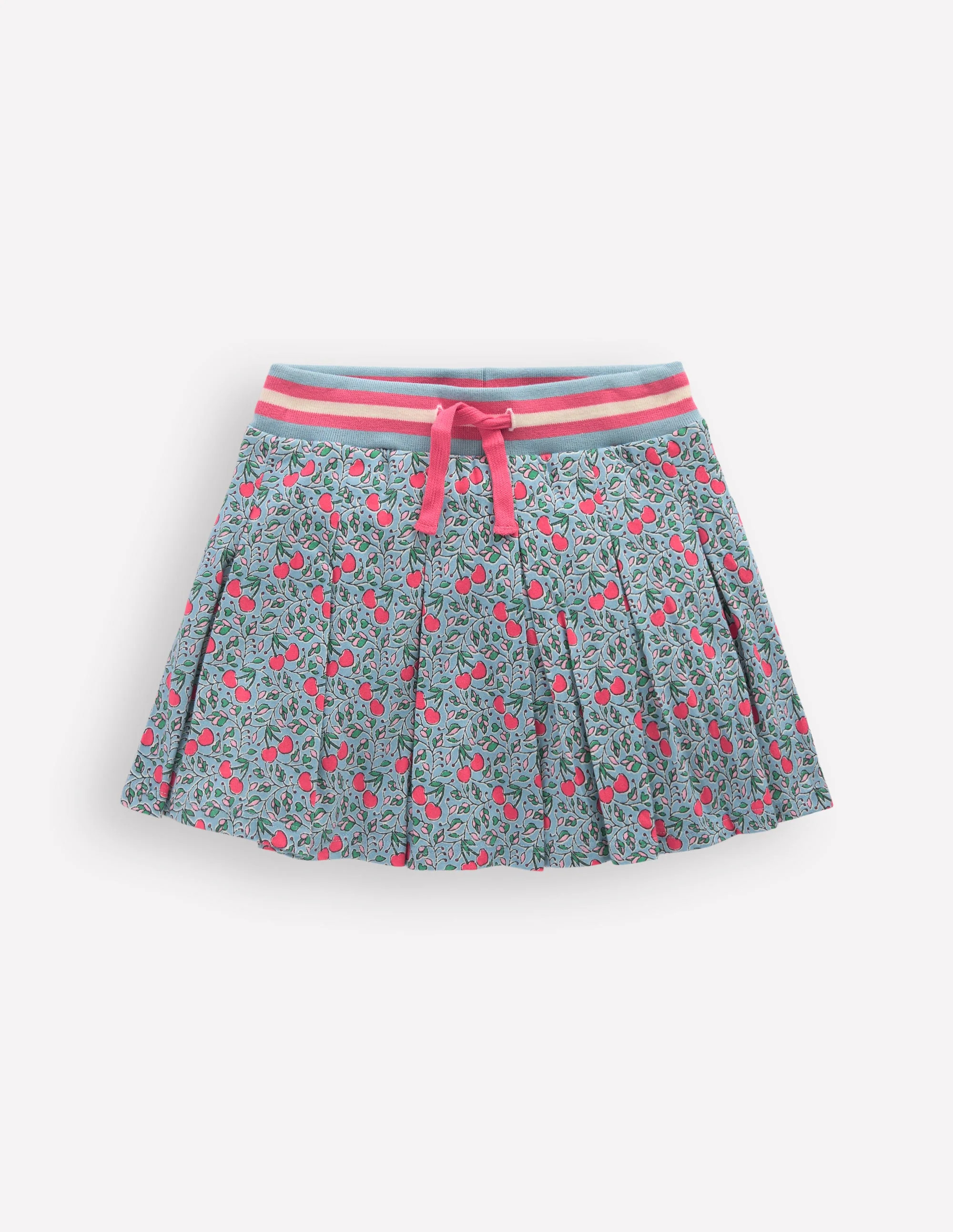 Pleated Jersey Skort-Blue Cherries | Boden (US)