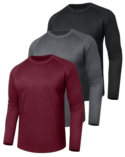 3 Pack Long Sleeve Shirts for Men - Dry Fit Moisture Wicking UV Sun Protection T-Shirts for Fishing Workout Athletic Gym | Amazon (US)