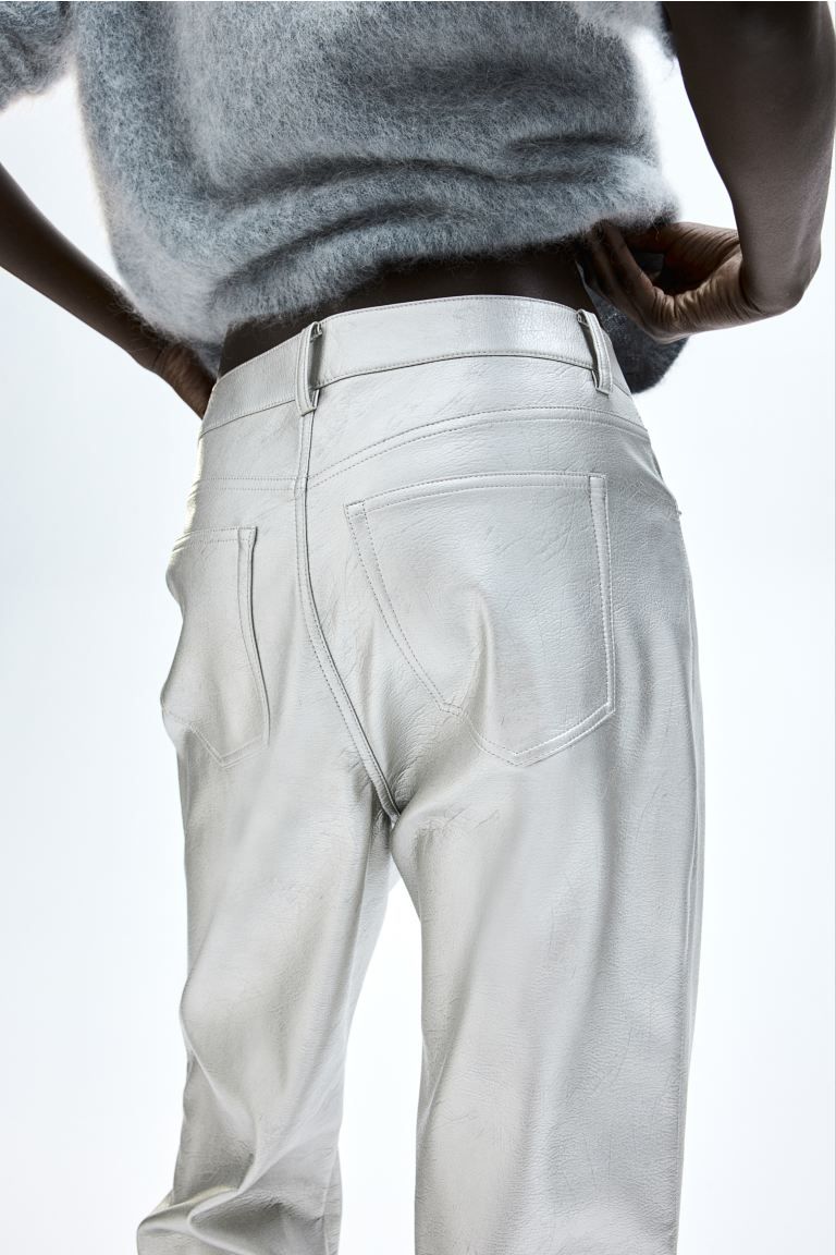 Coated trousers - Silver-coloured - Ladies | H&M GB | H&M (UK, MY, IN, SG, PH, TW, HK)
