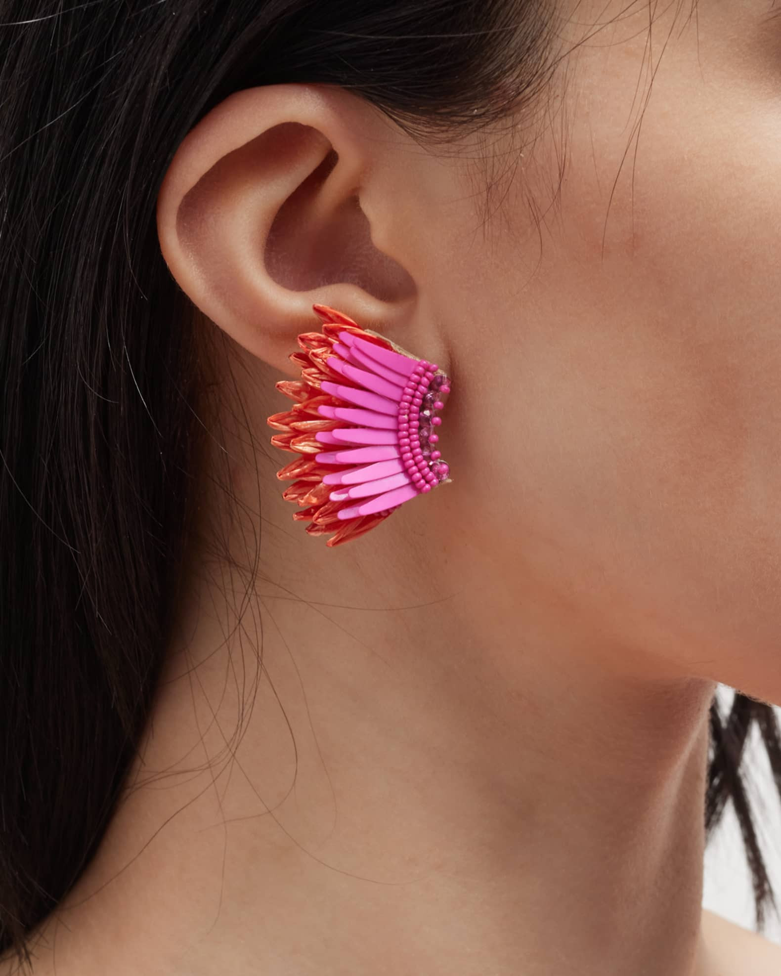 Mini Raffia Madeline White Earrings | Neiman Marcus