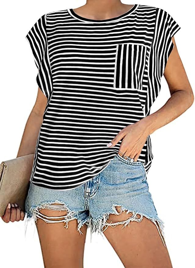 MIHOLL Women's Summer Sleeveless Tops Casual Loose Ruffle Shirts Tank Tops | Amazon (US)