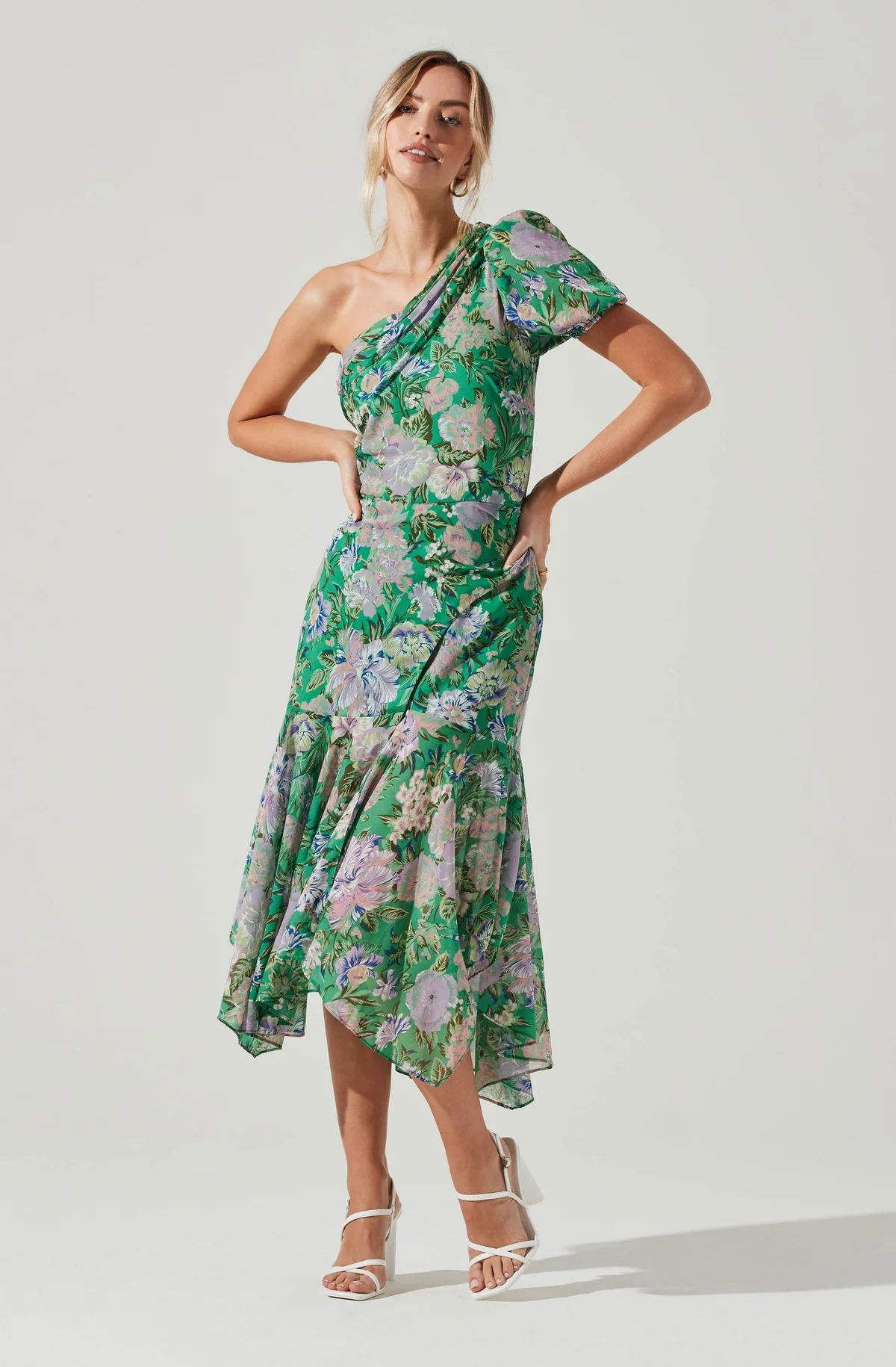 Santorini Floral One Shoulder Dress | ASTR The Label (US)
