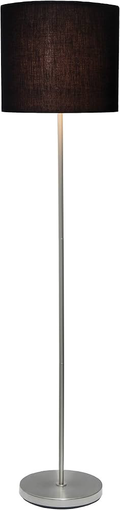 Simple Designs LF2004-BLK Brushed Nickel Stick Drum Shade Floor Lamp, Black | Amazon (US)