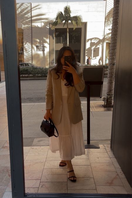 Linen dress and blazer outfit for dinner 

#LTKSeasonal