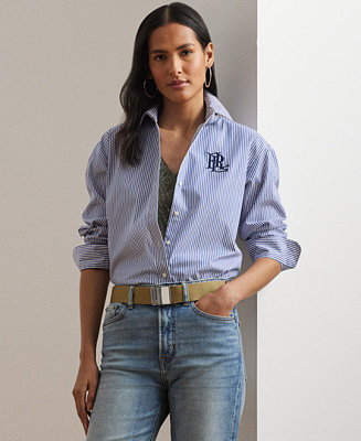 Women's Striped Long-Sleeve Shirt | Macy's