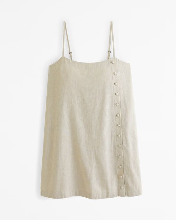 Linen-Blend Button Skort | Abercrombie & Fitch (US)