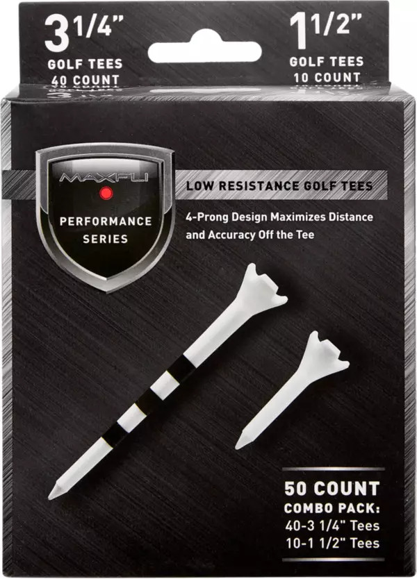 Maxfli Performance Series Low Resistance 3 1/4'' & 1 1/2'' White Golf Tees - 50 Pack | Golf Galax... | Golf Galaxy