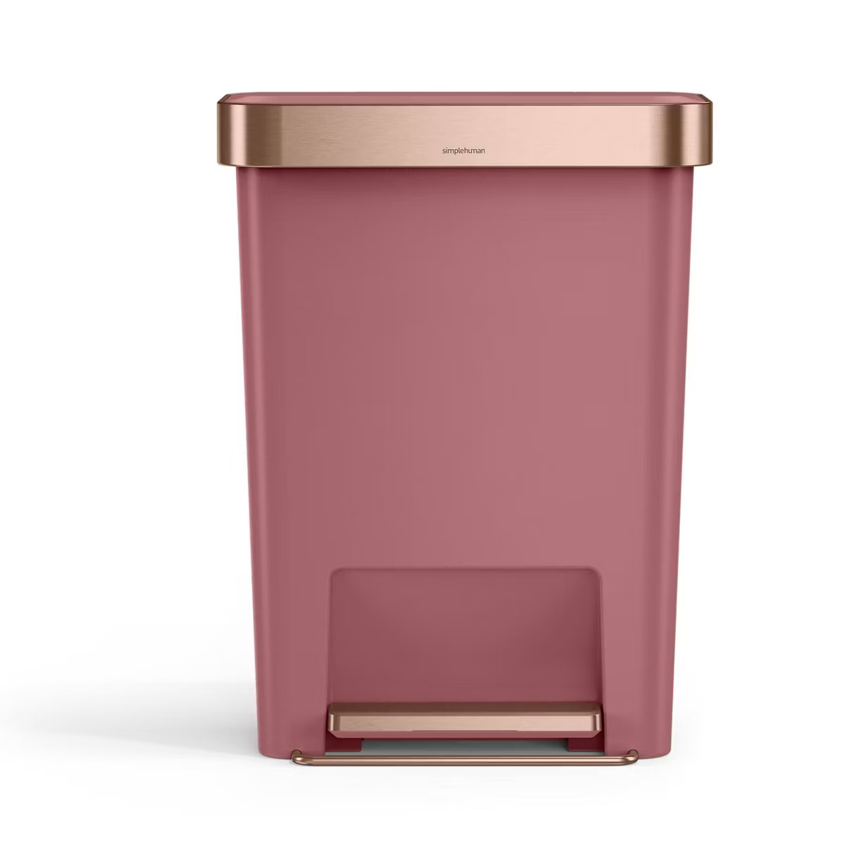 simplehuman 45L Rectangular Plastic Liner Rim Step Trash Can Blush | Target