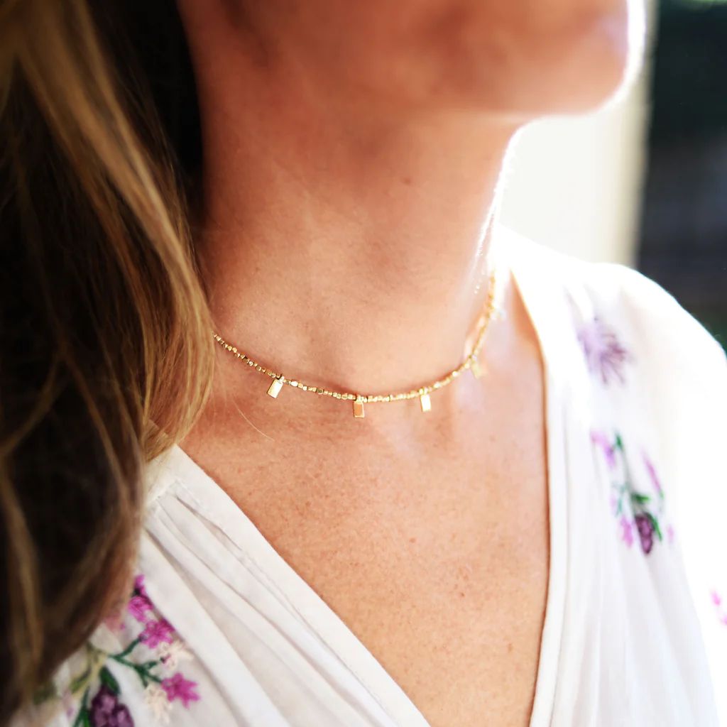 Tiny Beaded Rectangle Necklace | Erin McDermott Jewelry