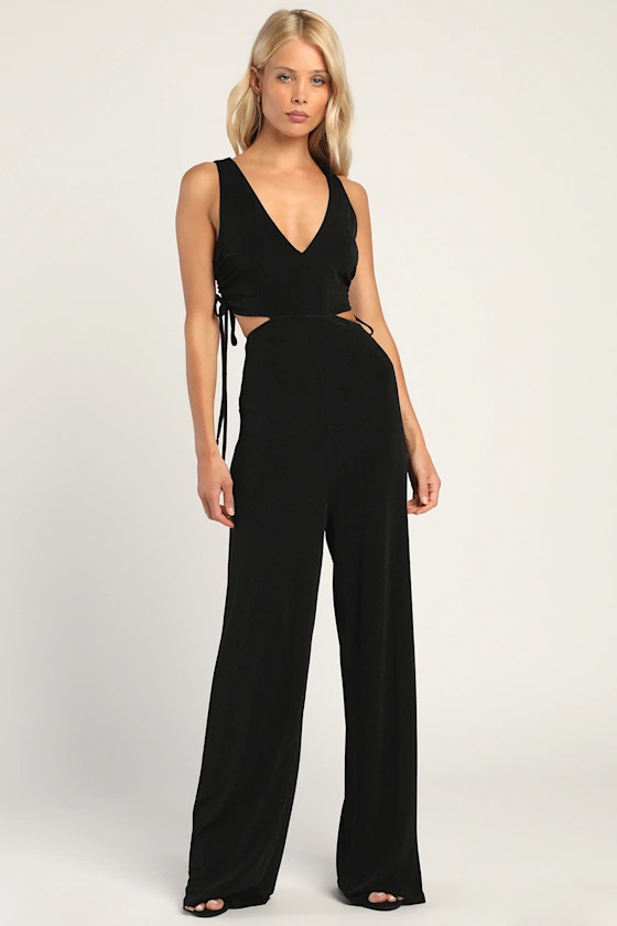 Unique Mystique Black Cutout Wide-Leg Jumpsuit | Lulus (US)