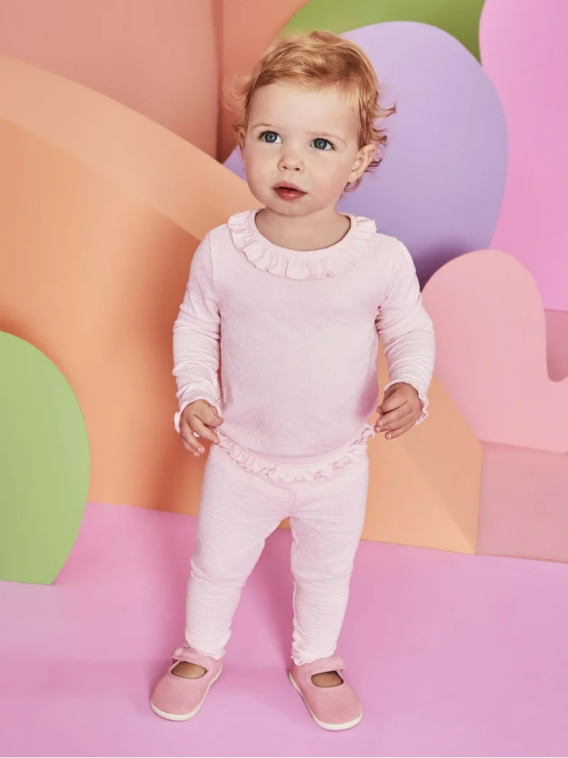 Garanimals Baby Girl Ruffle Trim Pointelle Leggings, Sizes 0M-24M | Walmart (US)