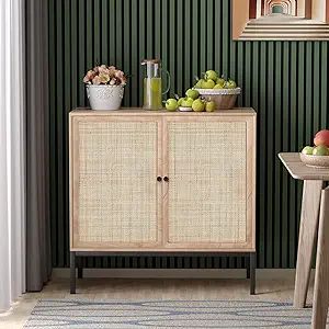 Yechen Sideboard Buffet Storage Cabinet with Handmade Natural Rattan Doors, Accent Cabinet, for L... | Amazon (US)