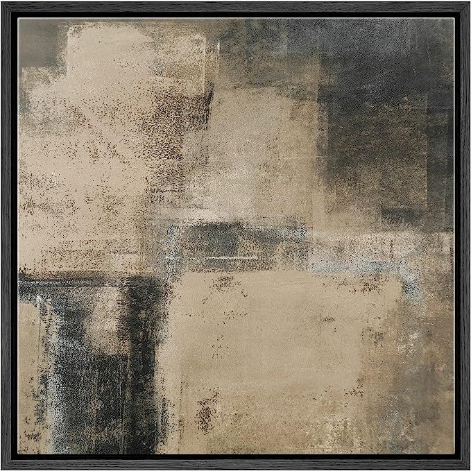 SIGNWIN Framed Canvas Print Wall Art Faded Textured Brown & Black Color Blocks Abstract Shapes Il... | Amazon (US)