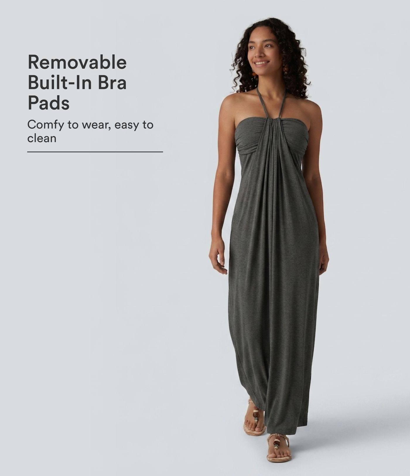 Women’s Halter Tie Back Built-in Bra Maxi Dress with Pockets - Halara | HALARA