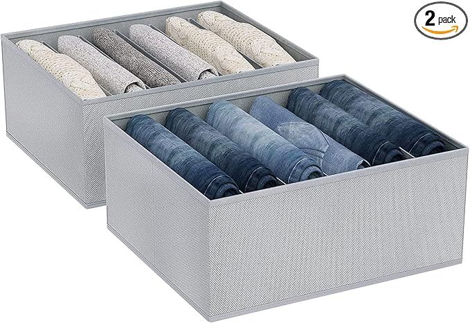 DIMJ Clothes Organizer for Folded Clothes, 6 Compartments Large Drawer Organizers for Clothing, C... | Amazon (US)