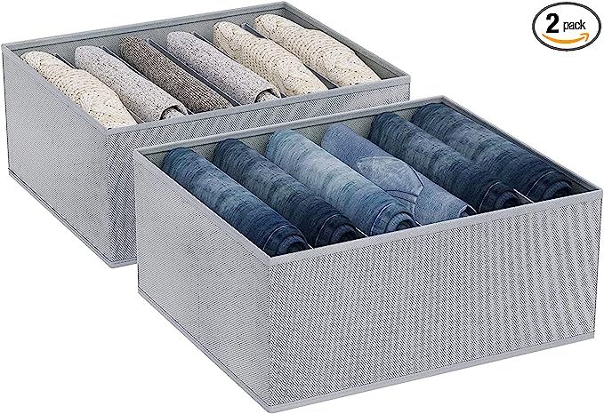 DIMJ Clothes Organizer for Folded Clothes, 6 Compartments Large Drawer Organizers for Clothing, C... | Amazon (US)