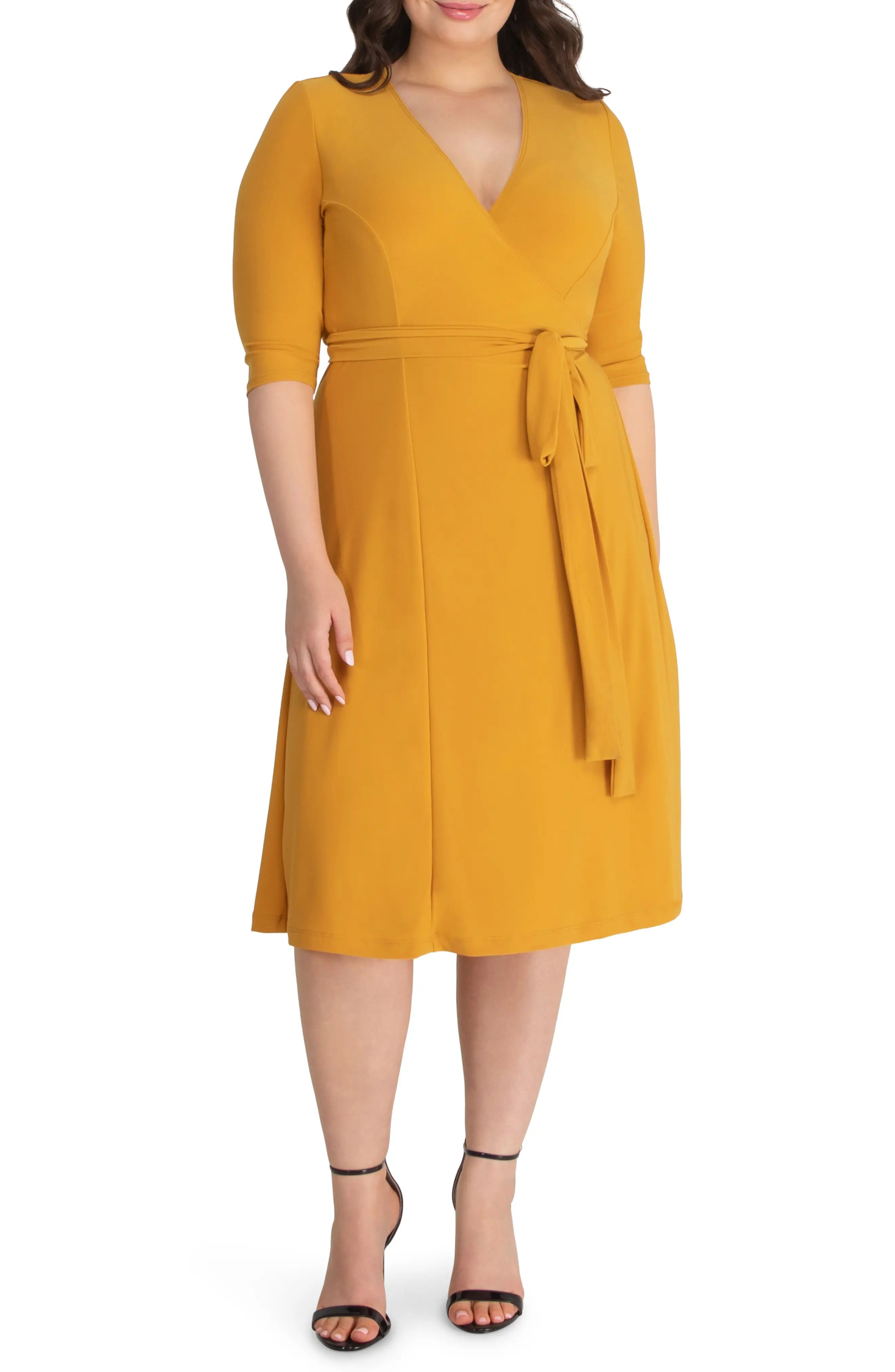 Kiyonna Essential Wrap Dress, Size 2X in Tuscan Sun at Nordstrom | Nordstrom
