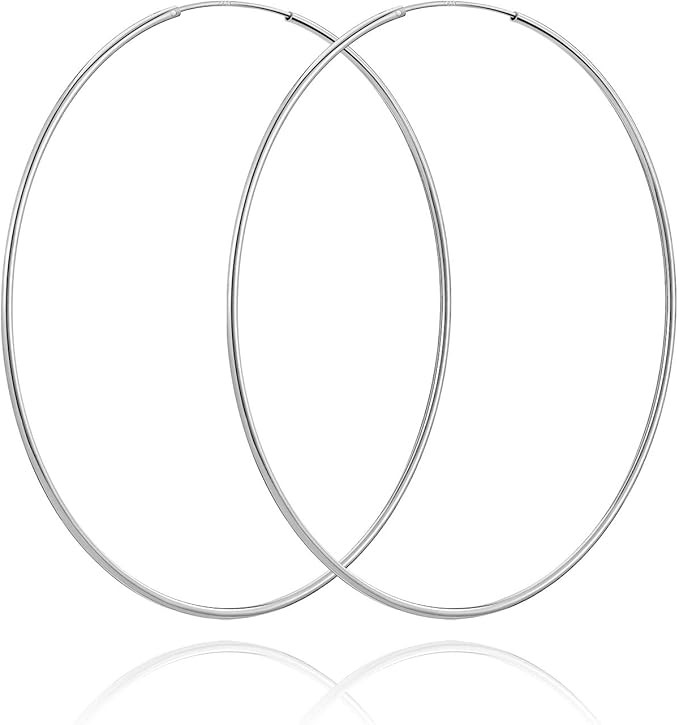 SWEETV 925 Sterling Silver Hoop Earrings for Women Lightweight Endless Silver Thin Hoops, 20/30/4... | Amazon (US)