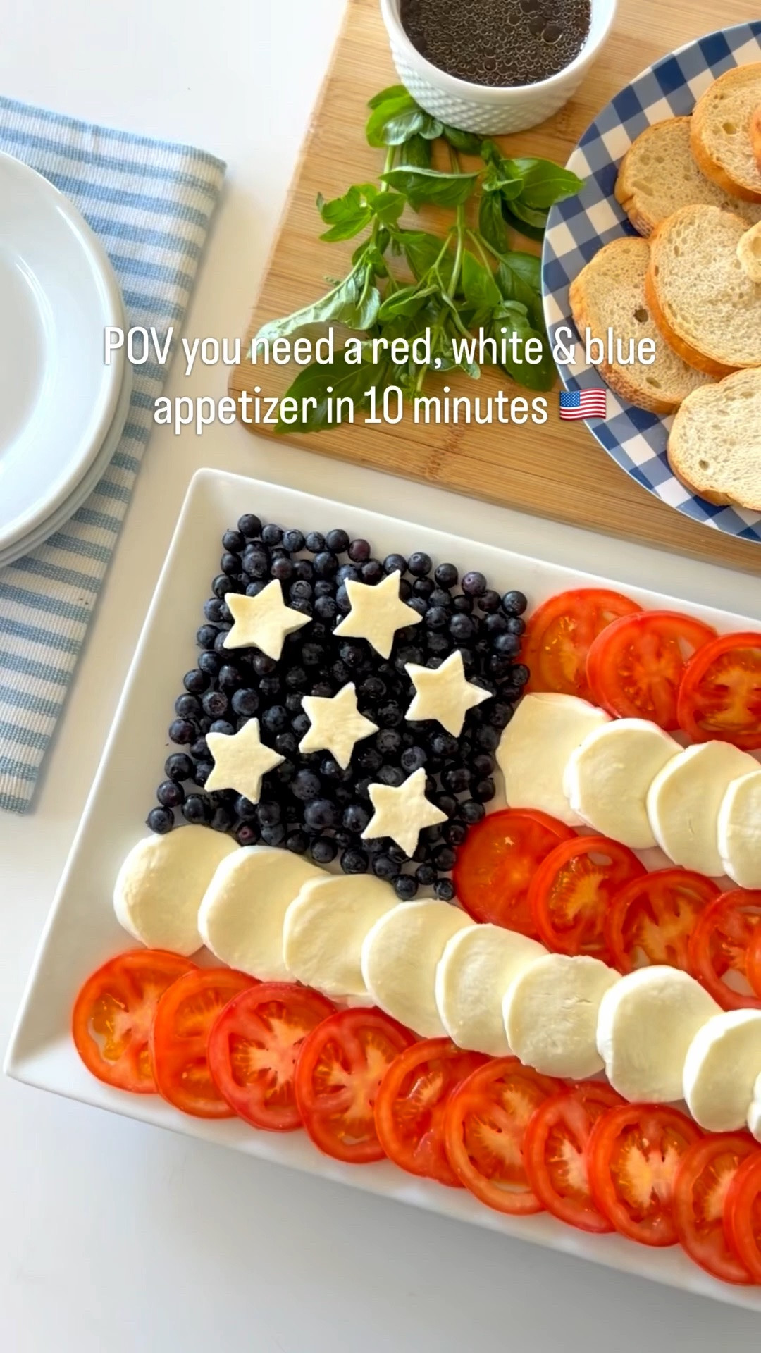 Easy & Cute! 🇺🇸 

recipe for this American Flag Caprese Board + the exact ⭐️ star cookie cutter I used! 

❤️🤍🩵This American Flag Caprese Board might be one of the cutest 4th of July appetizers ever… but it looks SO impressive on the table. 

Fresh tomatoes, mozzarella, blueberries, basil, and a few simple steps turn into the cutest patriotic appetizer for Memorial Day, 4th of July, summer BBQs, and pool parties.

The best part? It only takes a few minutes to put together and everyone always crowds around it first. 

Serve it with crostini, fresh basil, and balsamic glaze so everyone can make their own little caprese bites. 

As always, you can find the full recipe on my blog, BEST FRIENDS FOR FROSTING. 

SAVE this easy patriotic appetizer for your summer parties! 🇺🇸

Party food ideas

#LTKfoodie #LTKSeasonal #LTKmomlife