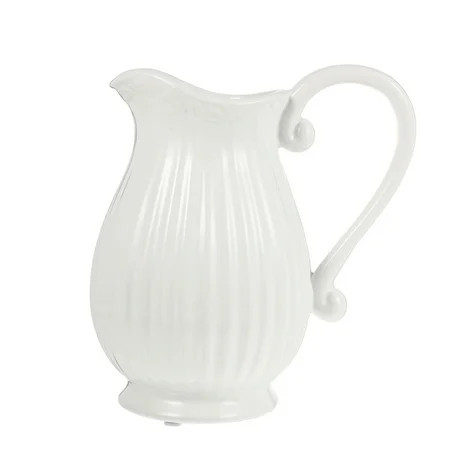 Homemaxs Vase Pitcher Ceramic Flower Jug Farmhouse Decorative Home White Rustic Pottery Arranging... | Walmart (US)