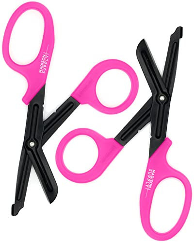 Madison Supply 2 Pack Trauma Shears - 7.5 Inch Nurse Scissors with Quality Stainless Steel, Non-Stick Fluoride-Coated Blades, High-Impact Handles - Medical Bandage Scissors - Pink | Amazon (US)