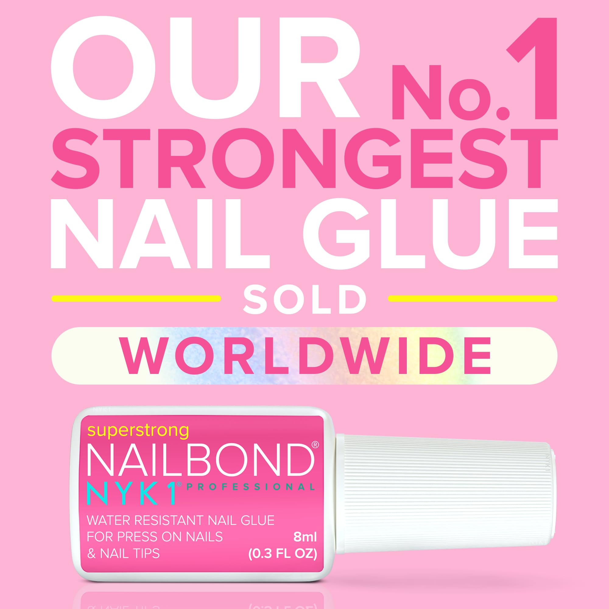 Super Strong Nail Glue for Press On Nails, Nail Tips & Acrylic Nails (8ml) NYK1 NailBond Brush On... | Amazon (US)