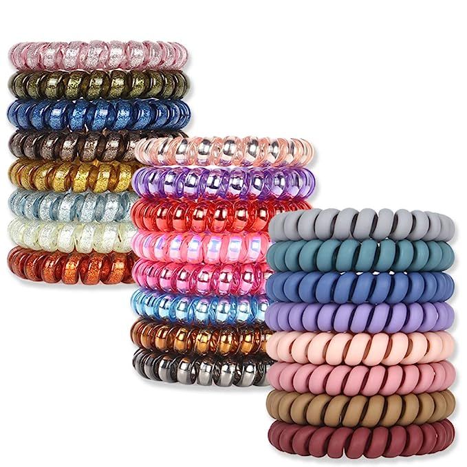 Spiral Hair Ties, V-Opitos 24Pack No Crease Hair Ties, Colorful Phone Cord Hair Ties, Hair Coils,... | Amazon (US)